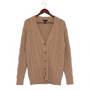 Forever 21 Cable Knit V-Neck Cardigan - Tan- Small